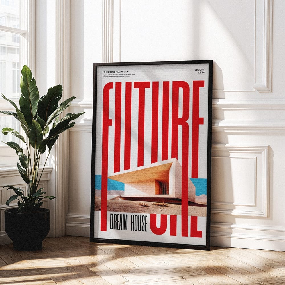 A0 Frame Mockup on Modern Interior