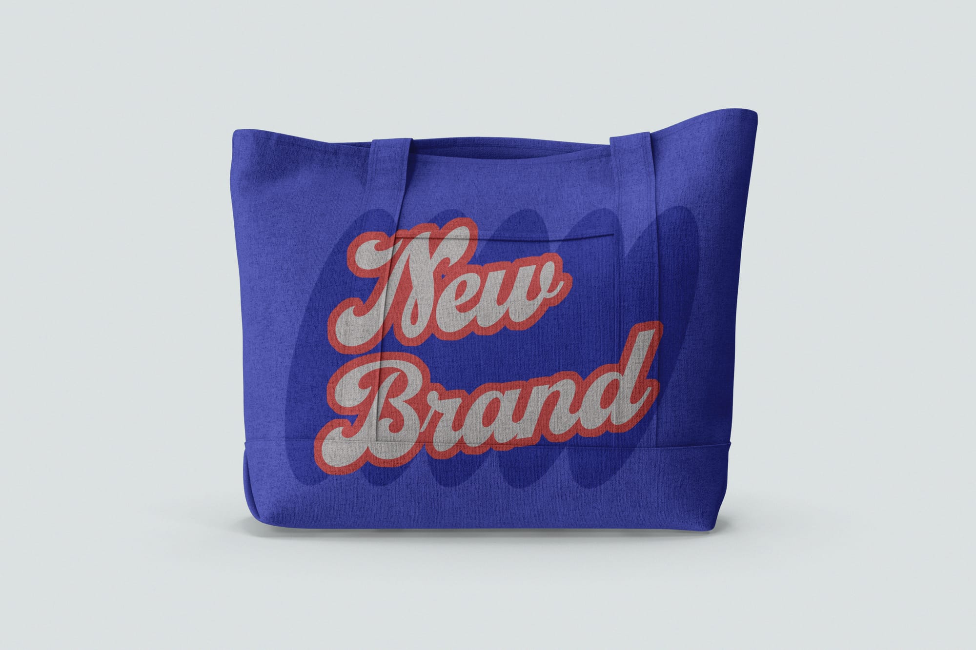 Blue Tote Bag Mockup with Retro New Brand Typography