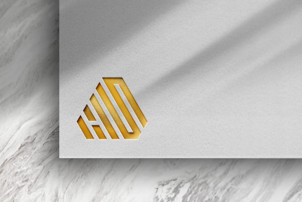 Gold Logo Mockup With Wall Marble Background