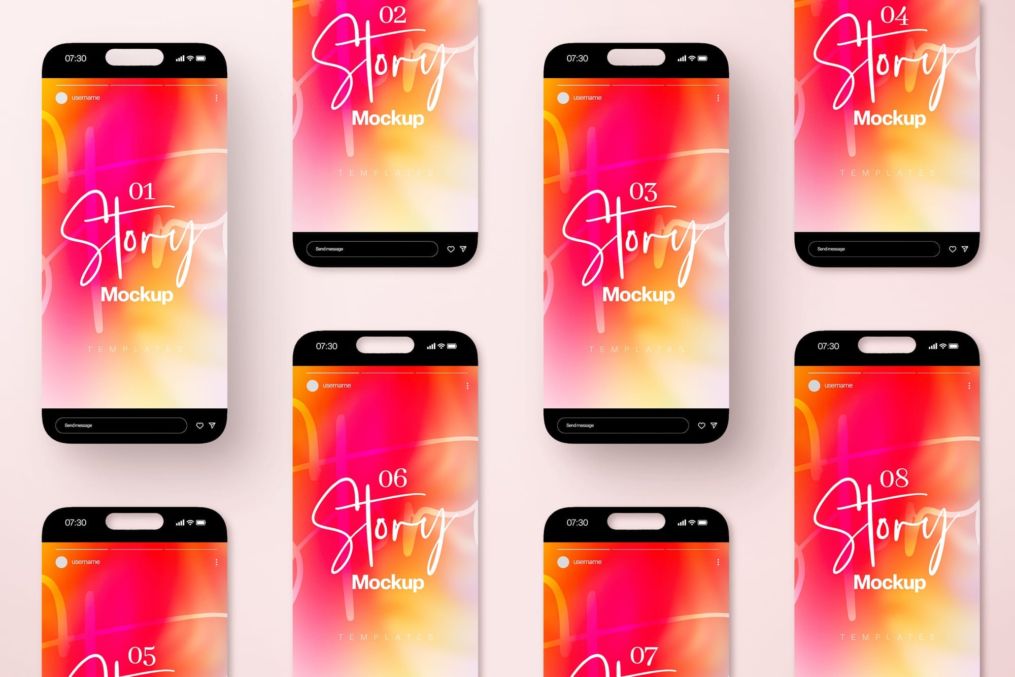 Gradient Instagram Story UI Mockup Isometrics