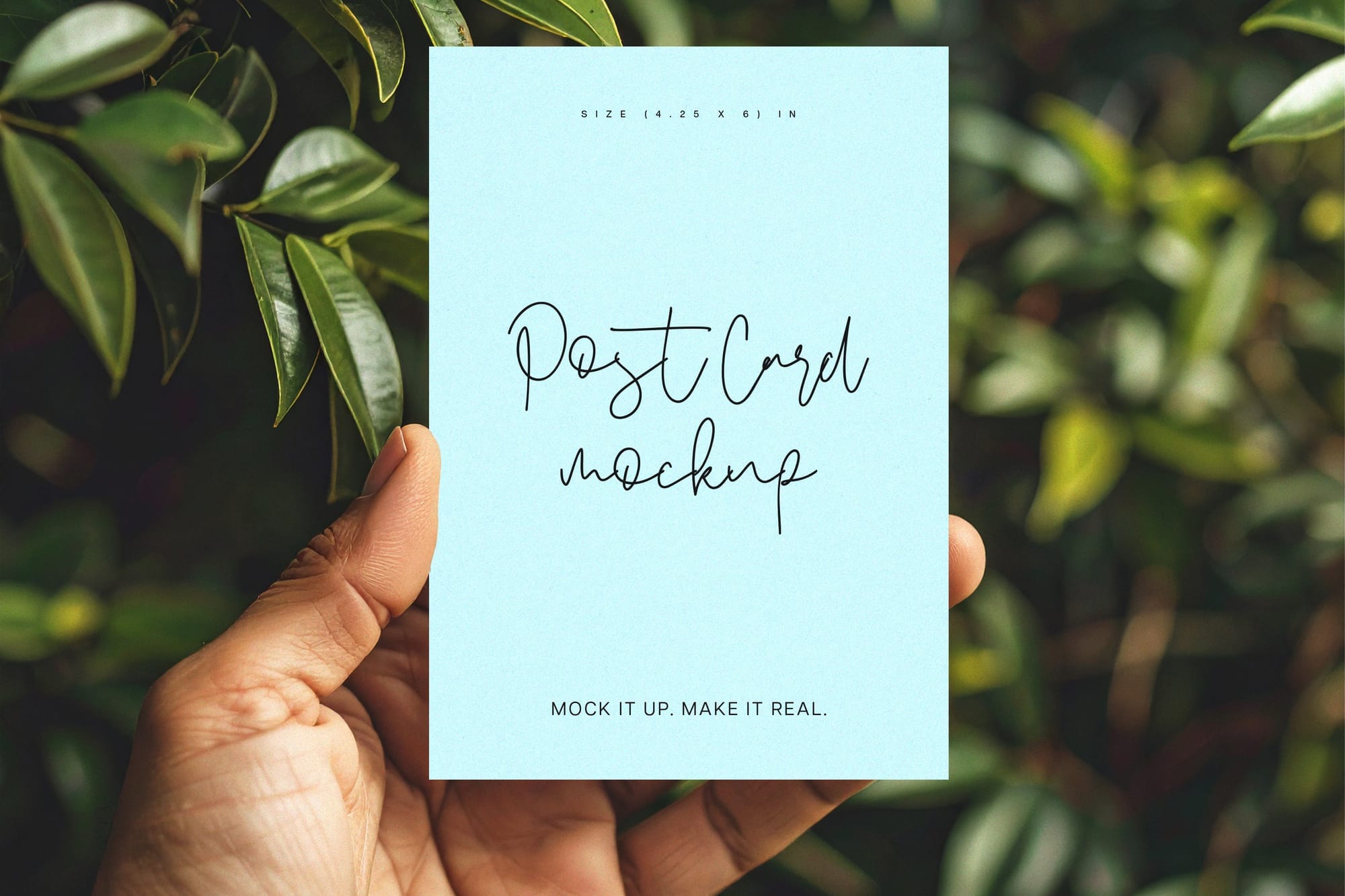 Hand Held Postcard Mockup