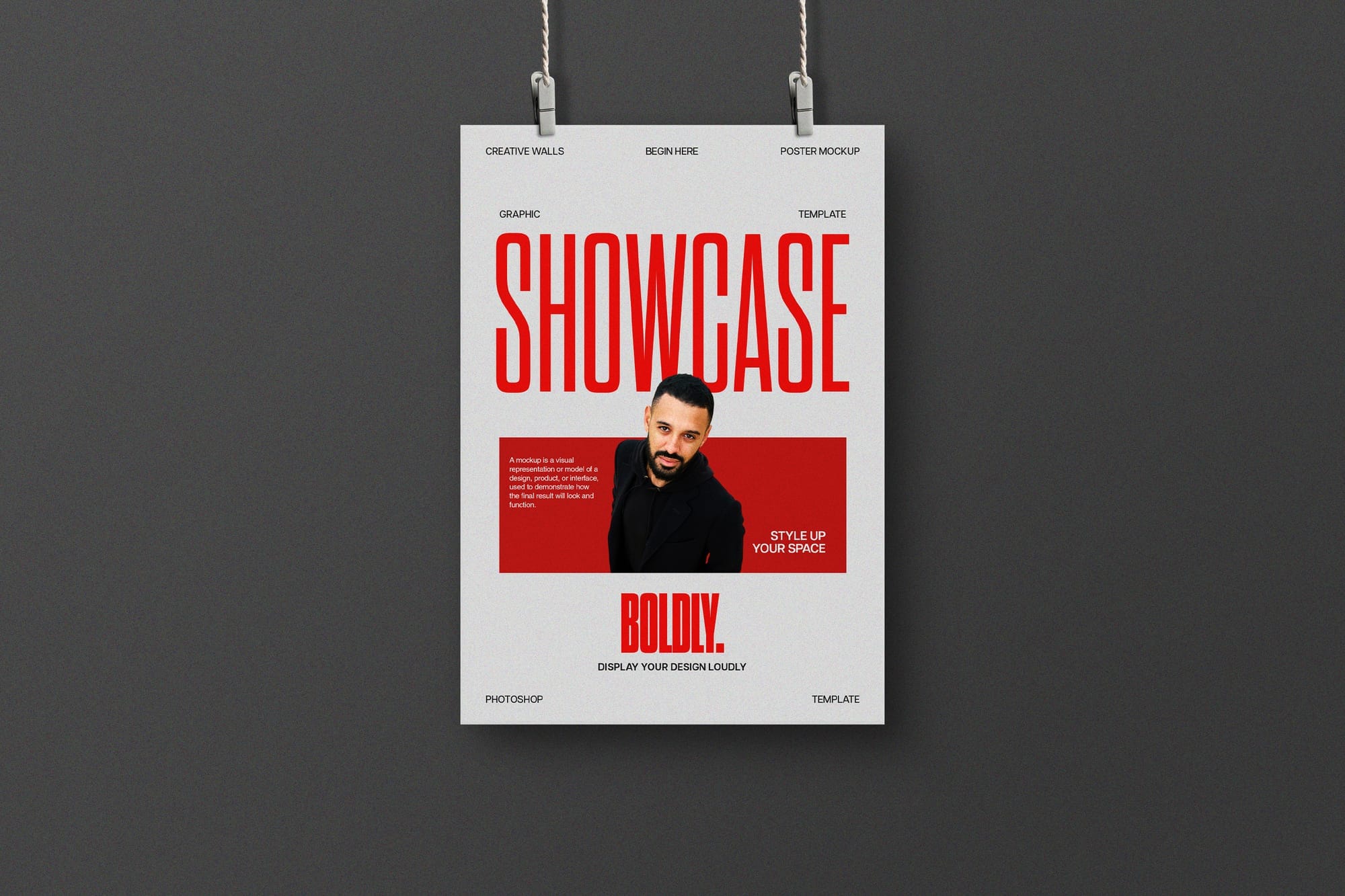 Hanging Spotlight Poster Mockup