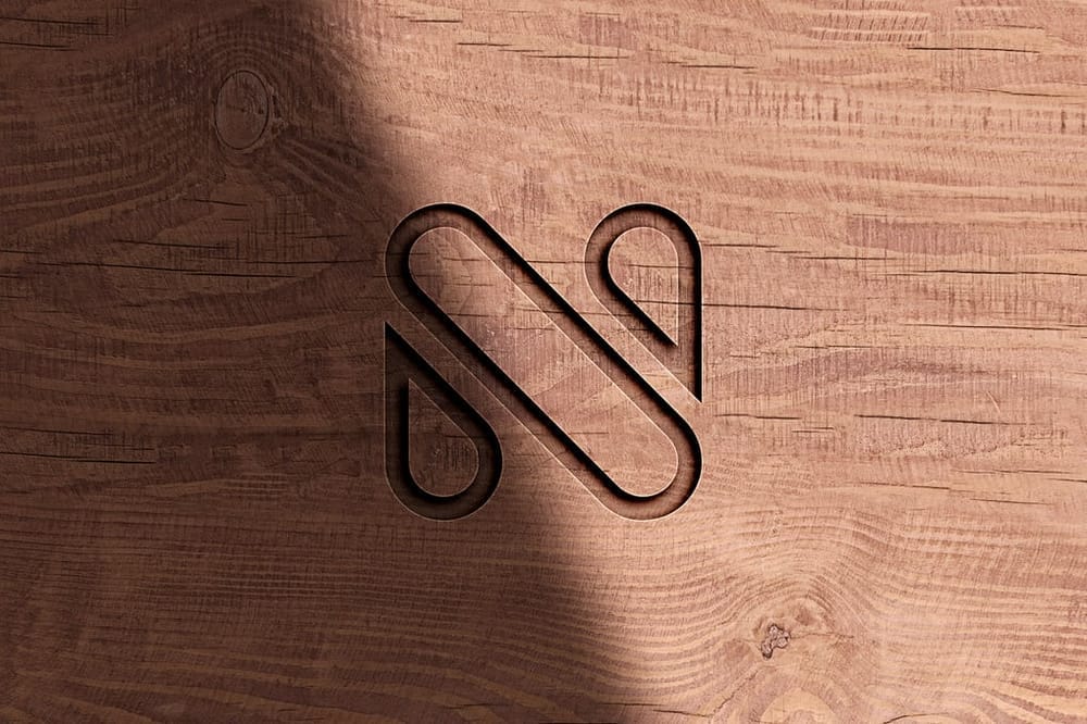 Modern Minimalist Logo Mockups Carved on Wood