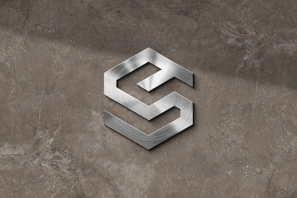 Signage Metal Logo Mockup on Wall