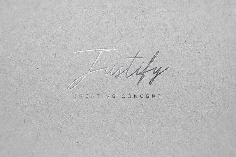 Silver Minimal Justify Paper Logo Mockup