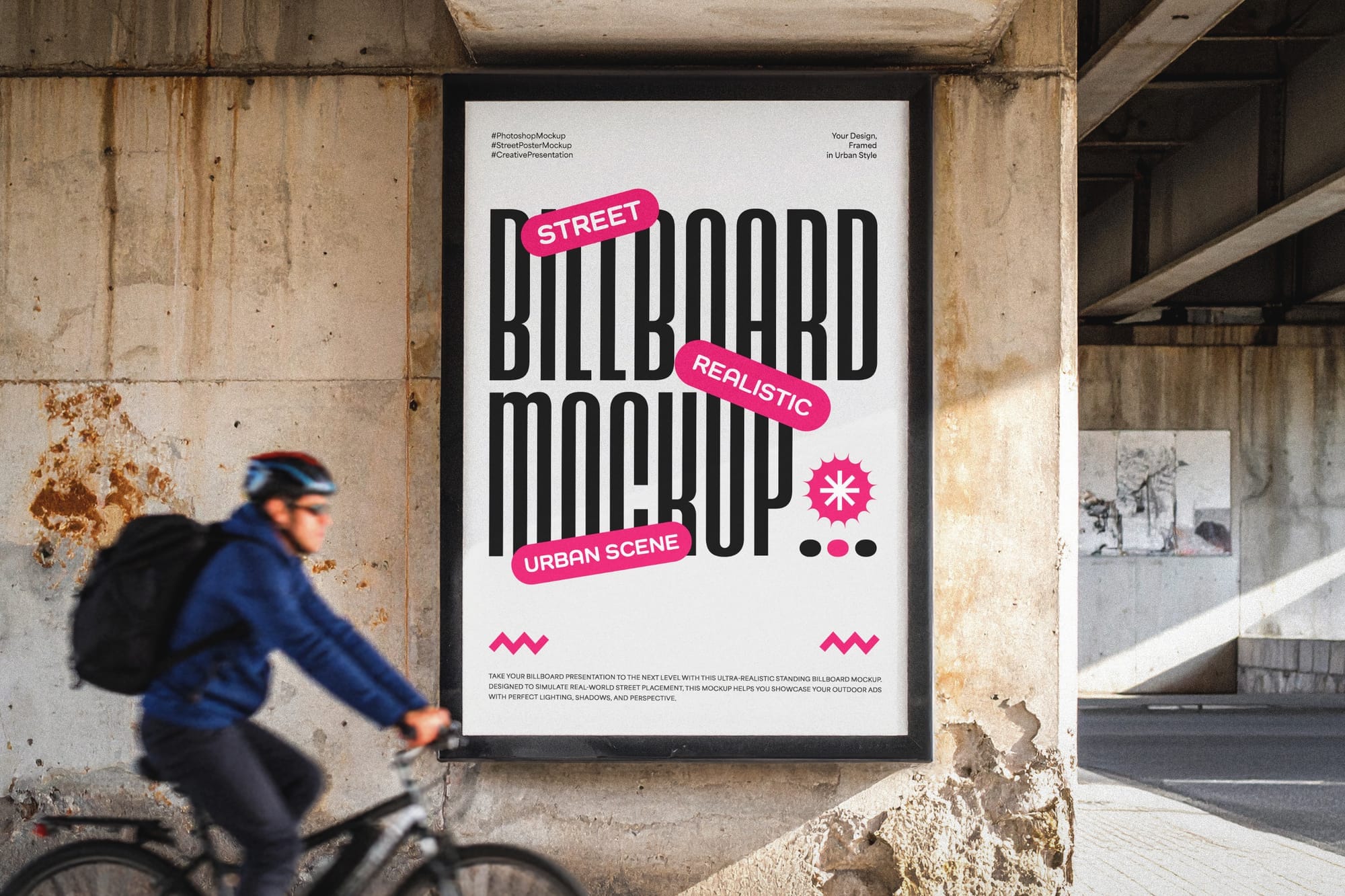 Realistic Street Billboard Mockup