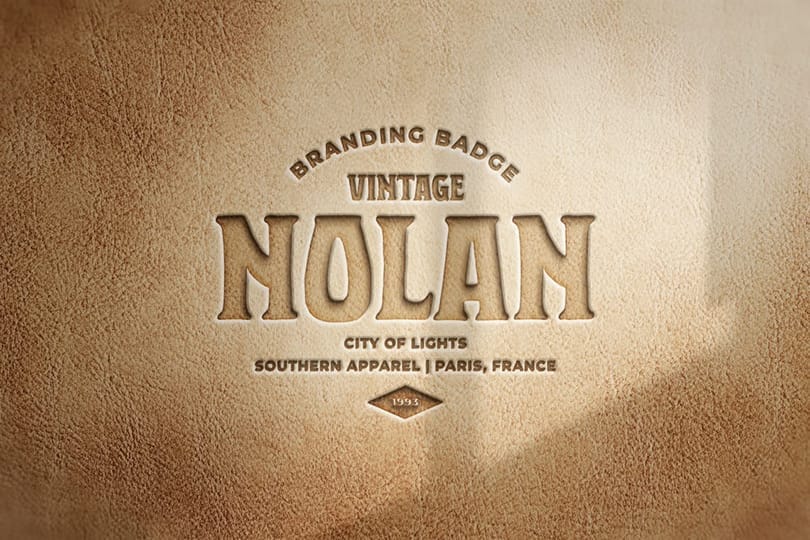 Vintage Nolan Debossed Logo Mockup