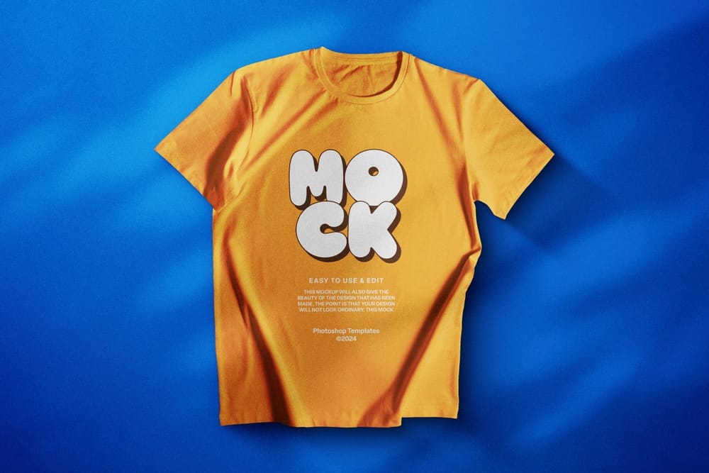 Yellow Blue T-Shirt Mockup