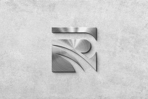 Brushed Metal Logo Mockup on Concrete Wall