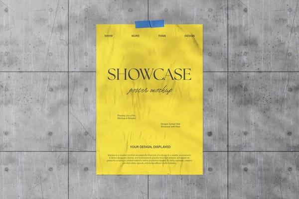 Creative Poster Mockup on Cement Wall with Tape