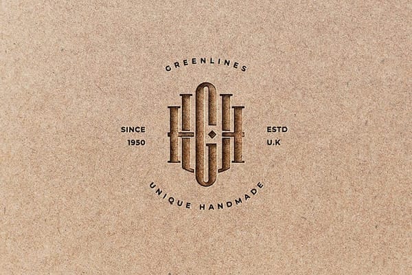 Debossed Monogram Paper Logo Mockup