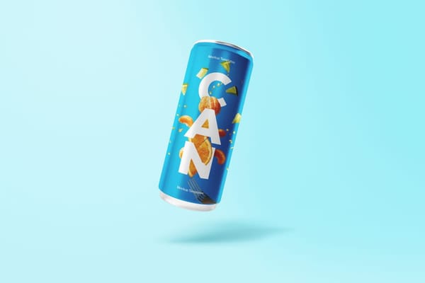 Fresh Soda Can Mockup with Blue Color