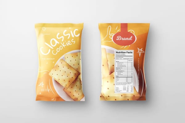 Front and Back Snacks Bag Mockup