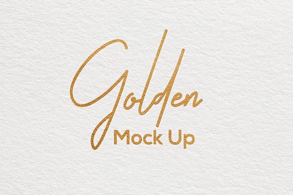 Golden Gold Paper Logo Mockup