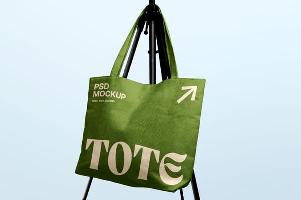 Minimalist Green Tote Bag Mockup