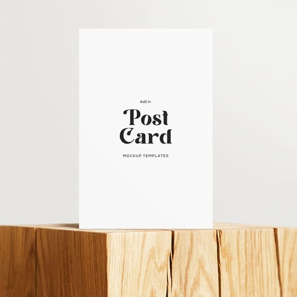 Postcard Mockup on Wood