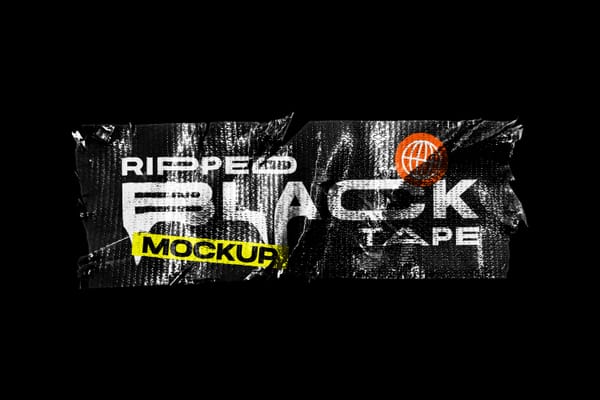 Ripped Black Tape Mockup