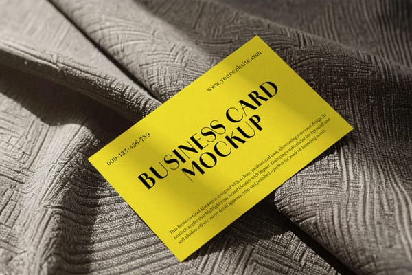 Textured Fabric Business Card Mockup