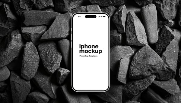iPhone Mockup On Black Rocks